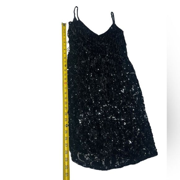 90’s Jacqueline Ferrar 100% Silk Beaded Fringe Black Dress Sleeveless Cocktail - Picture 9 of 16